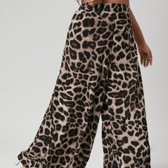 REG or PLUS  Camel leopard print wide leg palazzo - Picture 11 of 12